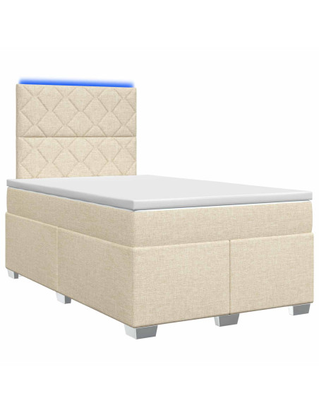Letto box spring con materasso Crema 120 x 200 cm Tessuto