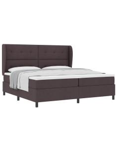 Letto a molle con testiera Marrone scuro 200 x 200 cm Tessuto 2