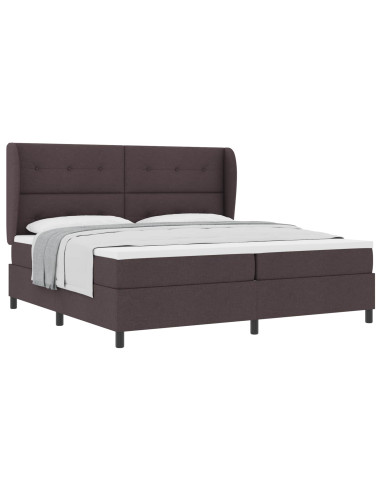 Letto a molle con testiera Marrone scuro 200 x 200 cm Tessuto