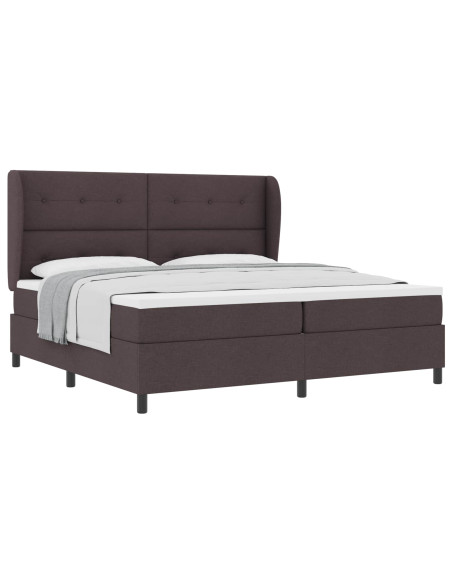 Letto a molle con testiera Marrone scuro 200 x 200 cm Tessuto