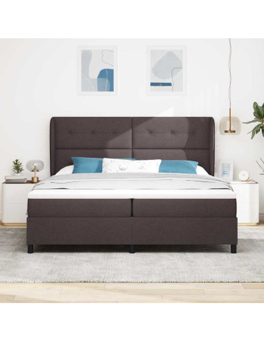 Letto a molle con testiera Marrone scuro 200 x 200 cm Tessuto