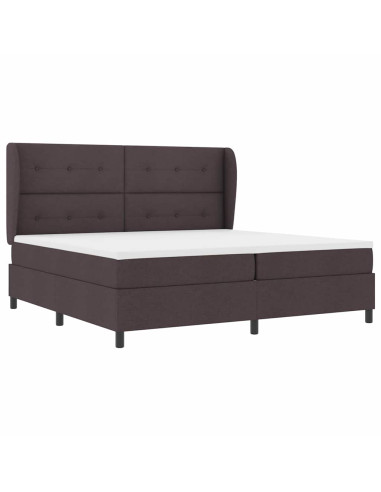 Letto a molle con testiera Marrone scuro 200 x 200 cm Tessuto