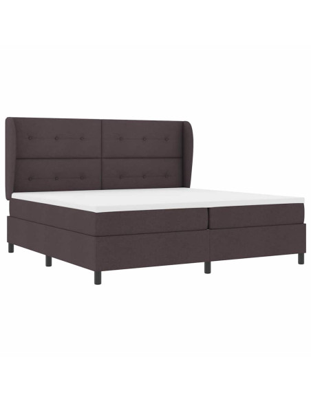 Letto a molle con testiera Marrone scuro 200 x 200 cm Tessuto