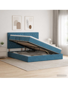 Letto con contenitore e materasso Blu Scuro 180 x 200 cm