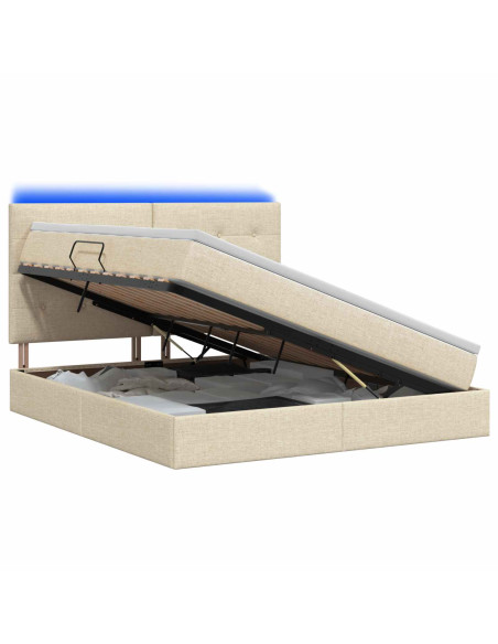 Letto con contenitore LED e materasso Crema 160 x 200 cm