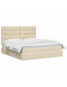Letto con contenitore LED e materasso Crema 160 x 200 cm 2