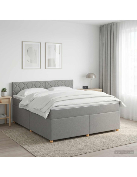 Letto box spring con materasso Grigio Chiaro 140 x 190 cm