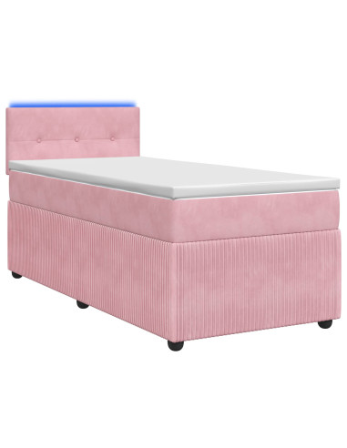 Letto box spring con materasso Rosa 100 x 200 cm Velluto