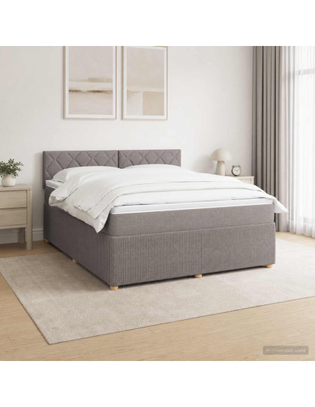 Letto box spring con materasso Tortora 160 x 200 cm Tessuto