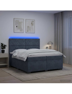 Letto box spring con materasso Grigio Scuro 200 x 200 cm