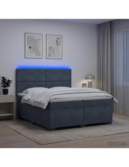 Letto box spring con materasso Grigio Scuro 200 x 200 cm