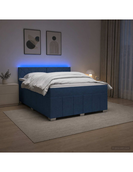 Letto box spring con materasso Blu 160 x 200 cm Tessuto