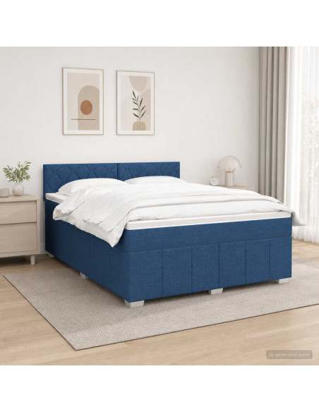 Letto box spring con materasso Blu 160 x 200 cm Tessuto