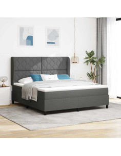 Letto a molle con testiera Grigio scuro 180 x 200 cm Tessuto