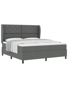 Letto a molle con testiera Grigio scuro 180 x 200 cm Tessuto 2