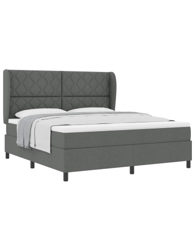 Letto a molle con testiera Grigio scuro 180 x 200 cm Tessuto