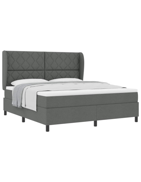 Letto a molle con testiera Grigio scuro 180 x 200 cm Tessuto