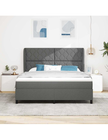 Letto a molle con testiera Grigio scuro 180 x 200 cm Tessuto