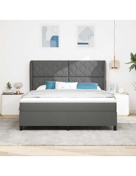 Letto a molle con testiera Grigio scuro 180 x 200 cm Tessuto