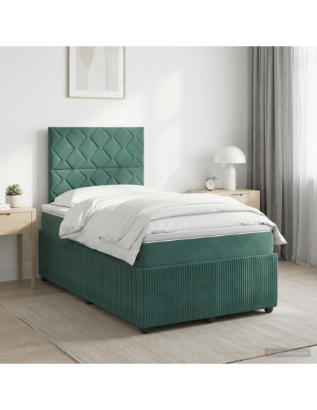 Letto box spring con materasso Verde Scuro 120 x 200 cm Velluto