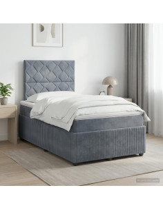 Letto box spring con materasso Grigio Scuro 120 x 200 cm