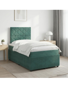 Letto box spring con materasso Verde Scuro 120 x 190 cm Velluto