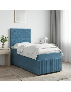 Letto box spring con materasso Blu 80 x 200 cm Velluto