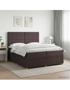 Letto box spring con materasso Marrone Scuro 200 x 200 cm