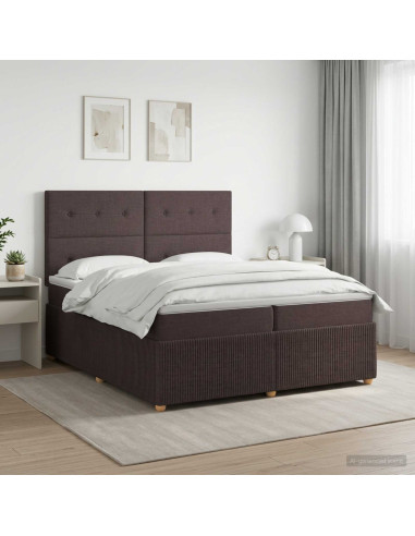 Letto box spring con materasso Marrone Scuro 200 x 200 cm