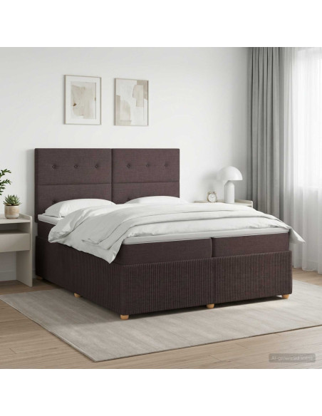 Letto box spring con materasso Marrone Scuro 200 x 200 cm
