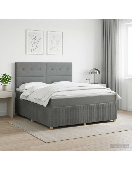 Letto box spring con materasso Grigio Scuro 180 x 200 cm