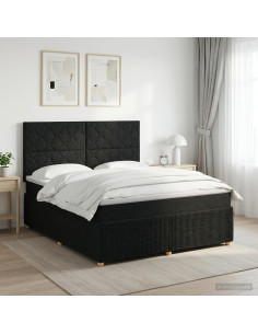 Letto box spring con materasso Nero 140 x 200 cm Tessuto