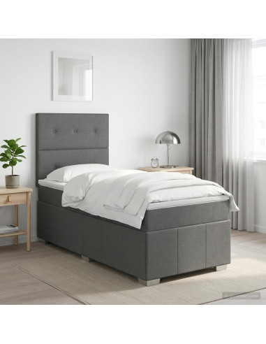 Letto box spring con materasso Grigio Scuro Singolo Tessuto