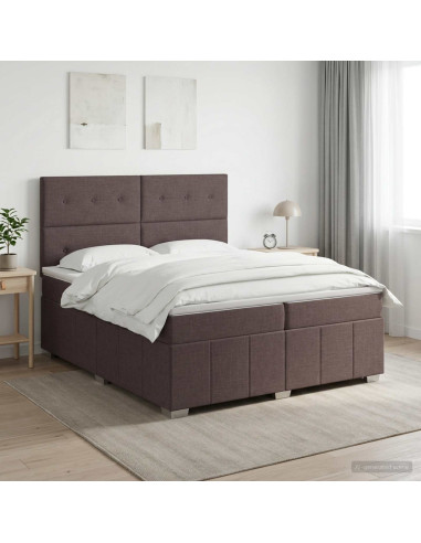 Letto box spring con materasso Marrone Scuro 200 x 200 cm