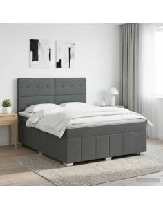 Letto box spring con materasso Grigio Scuro 180 x 200 cm