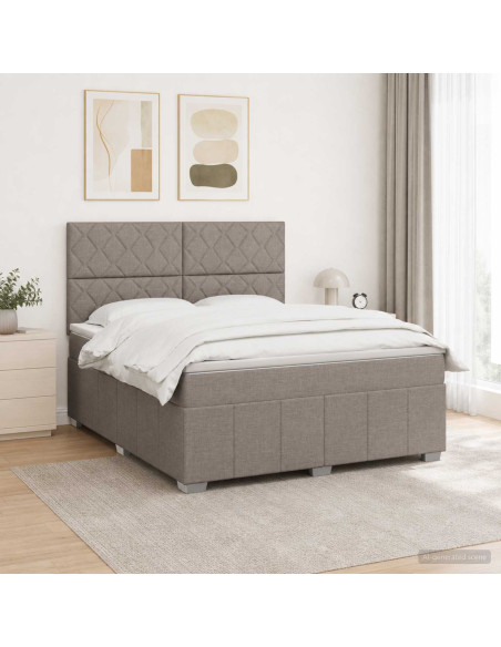 Letto box spring con materasso Tortora 160 x 200 cm Tessuto