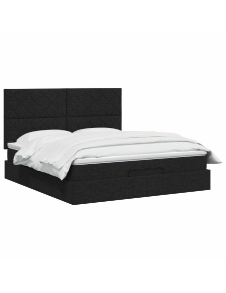 Letto ottomano con materasso Nero 140 x 190 cm Tessuto