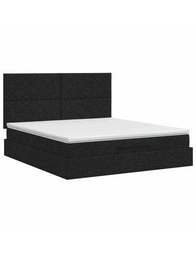 Letto ottomano con materasso Nero 140 x 190 cm Tessuto