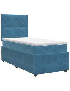 Letto box spring con materasso Blu 80 x 200 cm Velluto 2