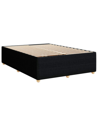 Letto box spring con materasso Nero 140 x 200 cm Tessuto
