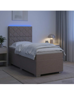 Letto box spring con materasso Tortora 90 x 200 cm Tessuto