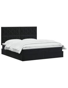 Letto ottomano con materasso Nero 140 x 190 cm Velluto 2