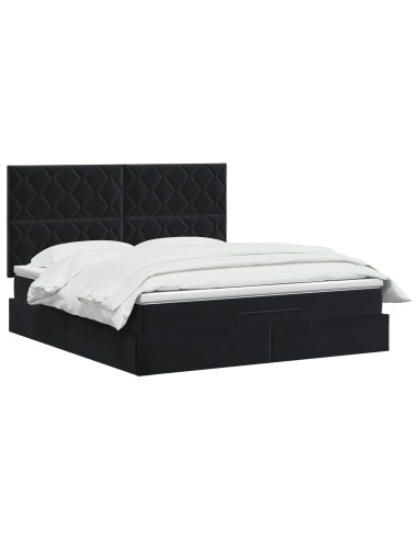 Letto ottomano con materasso Nero 140 x 190 cm Velluto