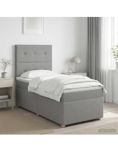 Letto box spring con materasso Grigio Chiaro 100 x 200 cm