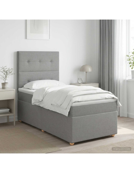 Letto box spring con materasso Grigio Chiaro 100 x 200 cm