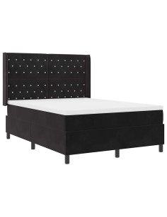 Letto a molle con strisce LED Nero 140 x 200 cm Velluto 2