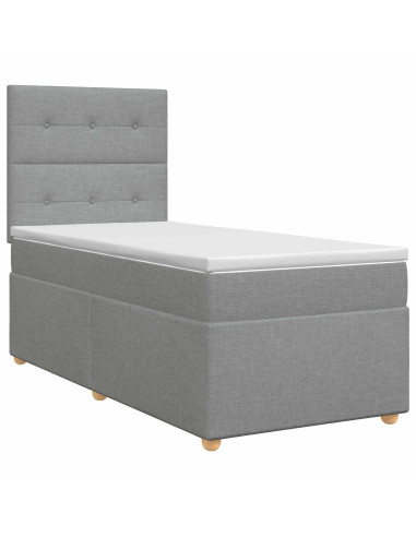 Letto box spring con materasso Grigio Chiaro 100 x 200 cm