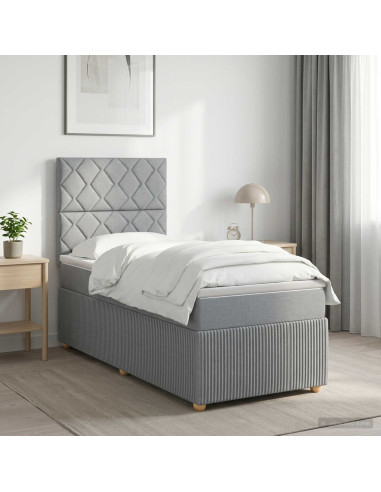 Letto box spring con materasso Grigio Chiaro Singolo Tessuto