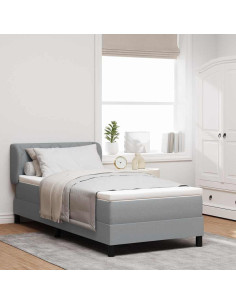Letto a molle con testiera Grigio chiaro 100 x 200 cm Tessuto