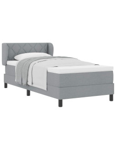 Letto a molle con testiera Grigio chiaro 100 x 200 cm Tessuto 2